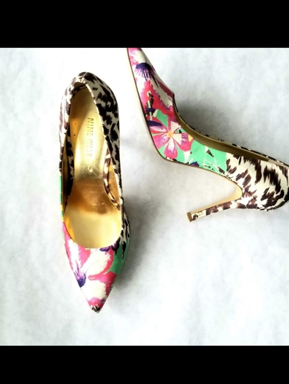 Nine West floral fabric heels size 7M - Picture 4 of 4
